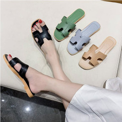 Flat bottom, low-heeled flat-heeled flip flops, female sandals all-match