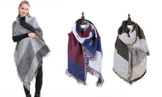 Autumn and winter warmth thick retro cashmere beveled fringe shawl 3005