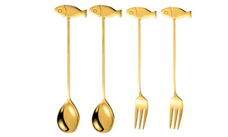Creative stainless steel 304 Gold fruit dessert fork spoon-laf