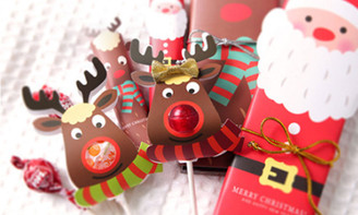 25pcs Lollipop Candy Paper Card Set Cute Christmas Moose Paper Card Seat Labels DIY Candy Lollipop-LA
