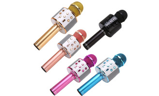 Office Supplies Wireless bluetooth karaoke microphone, handheld portable family karaoke speaker,  suitable for party speech/child singing  3209