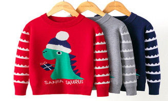 Dinosaur Christmas   Funny Humor Children sweater-la 1176