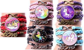 Cartoon unicorn gemstone braided bracelet Unicorn bracelet-LA
