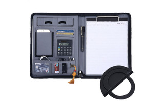   Business Portfolio, Conference Folder Binders Multifunctional Business Files Organiser with Pockets and Card Holders,Leather A4,Black