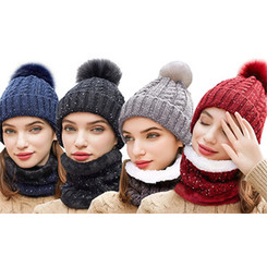 NEW 2601  2PCS Winter Knitted Hat & Scarf Set for Women 3002
