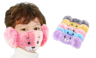 Kids Winter Warm Fluffy mask and plush ear muffs 3504