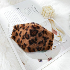 Faux fur Leopard print winter fashion mask