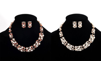 Simple Elegant Bridal Necklace Earring Set Jewelry Gift-LA