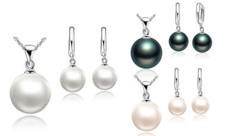 Artificial pearl pendant necklace. Ladies girl wedding party-LA