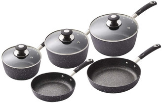 Tower T900110 Precision 5 Piece Non-Stick Forged Aluminium Pan Set Diamond Coating, Soft Grip Handles, Black