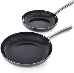 Morphy Richards Accents Induction Frying Pan Set, Aluminium with Non Stick Ceramic Coating, Easy to Clean, Titanium/Black, 2 Piece, 24/28 cm