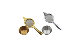 British retro 304 thick stainless steel golden tea drip tea strainer afternoon tea porcelain tea maker-LA  9721