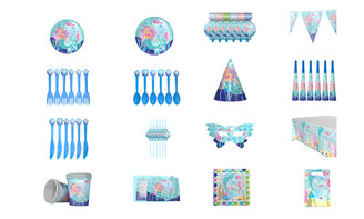 New big mermaid children's birthday party decoration supplies theme package set