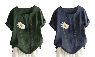 Ella Cotton Daisy Casual Top Loose fit with buttons