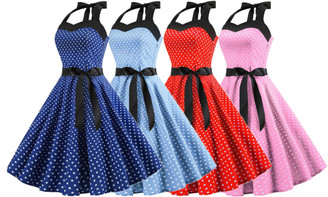 2306   NEW Polka dot tube top corset large swing skirt Slim retro halter dress- LA  la 6793