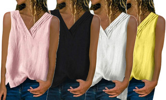 NEW-V-neck vest solid colour T-shirt-LA