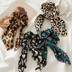 Pack of 2 Satin Leopard print Scrunchies 3259