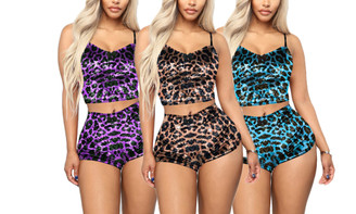 NEW-Luxury Velvet Leopard Pyjamas Suit-LA