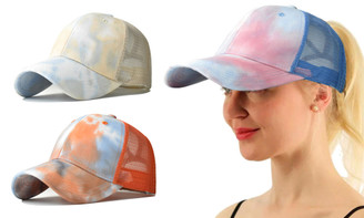 Tie Dye Cap MulticolorBaseball Cap Female Outdoor Summer Mesh Cap-QA