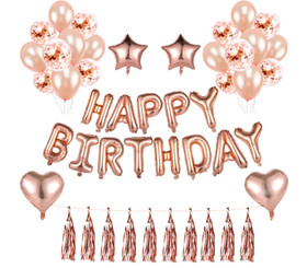 50pcs Rose Gold Happy Birthday Decoration Balloon Set -QA  9680