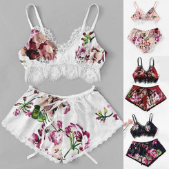 NEW-Lace floral  print  pajamas6148-LA