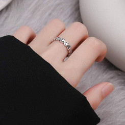 New-Smiley Face Ring Silver Open Rings Adjustable-3302LA