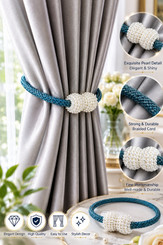 Pearl Magnetic Curtain Tiebacks 2 Pack Elegant Rope Holdbacks 0025