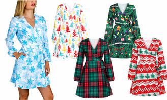 2021 New Christmas V-neck wrap dress