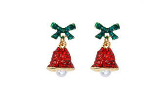 Christmas gift bow bell earrings-3218la