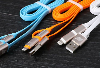 2 in 1 dual head USB charging Cable with cover for multi mobile phone