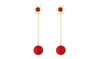 NEW-Christmas Earrings -  Snowflake Earrings Female Long Style Simple Red Pearl Earrings, Women Charm Fashion Jewelry 0231-LA