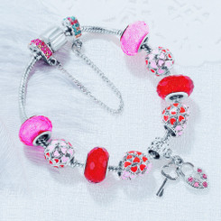 NEW-Snake bone DIY bracelet hollow heart big hole bead bracelet beads0248-LA