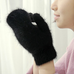 NEW-Double-layer Rabbit Hair Gloves Female Winter0265-LA