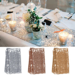 30X180cm Gold/Silver/Rose Gold Glitter Sequin Table Runner Sparkly Wedding Party Deco-LA