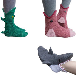 NEW Knit Crocodile Socks, Creative Animal Shape Ladies Socks, Thermal Socks,Cute Cartoon Floor Socks 0302 -LA