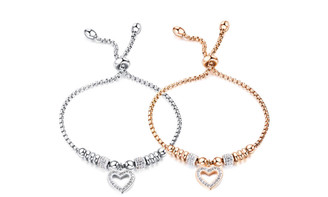 NEW Heart Peach Heart Diamond Bracelet Women 0312 LA