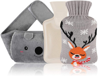 Hot Water Bottle with Cover, Hapzoom Rubber Warm Water Bag with Removeable Washable Knitted Covers, Soft Cover