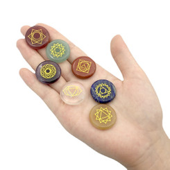  7 Pcs Natural Reiki Chakra Energy Crystal Healing Balance Palm Gemstones  J207