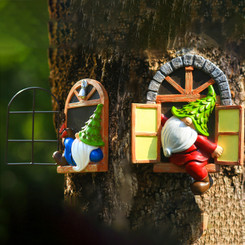 Cute gnome open window Garden decoration J206