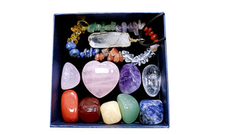 New 11-Pack Pink Crystal Heart Hex Pendant Colored Stone Set 0254