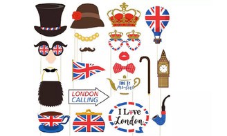 20 PCS British Photo Booth Props 9011