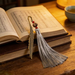 Metal Feather shape Tassel Bookmark -la 7203