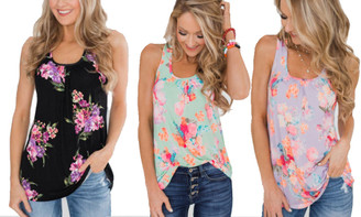 Women's Floral Sleeveless Tank Top Casual Summer Blouse 5087 la