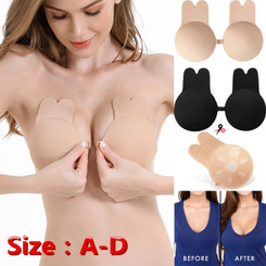Rabbit Ear Women Self Adhesive Push Up Gathering Bra with buckle 3037