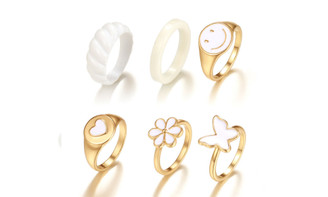 NEW Six-piece retro love European and American creative butterfly heart-shaped joint ring ring set  5307