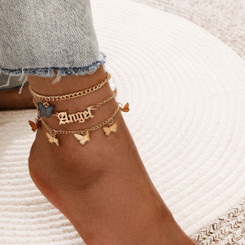 NEW  3pcs Angel butterfly dangle Anklet set -la 5322