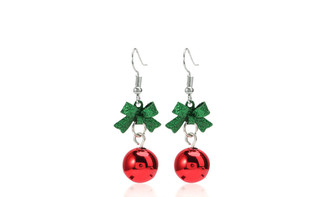 NEW Creative bow christmas red bead earrings 5370
