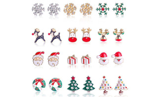 NEW  12pcs Christmas Earrings snowflake Bells Christmas gifts Earrings Set Christmas Earrings 5373