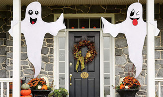 NEW 2pcs halloween white ghost ghost flag scene arrangement 5416