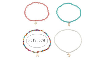 NEW   women's color four-piece beach anklet  5421